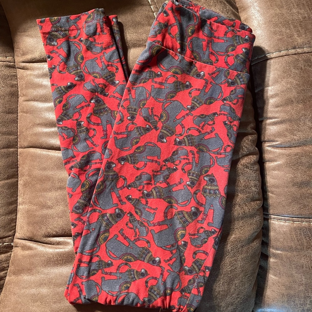 LuLaRoe Leggings - red/black cat
